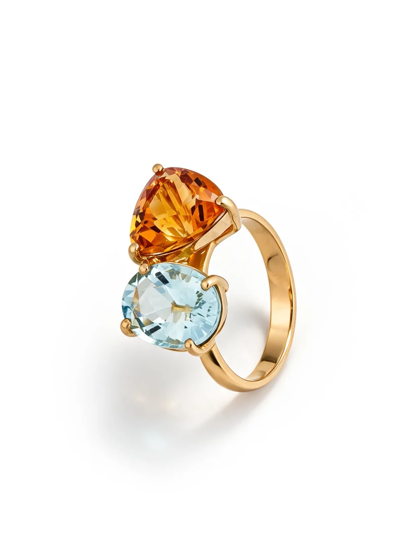 Aquamarine and Citrine Ring