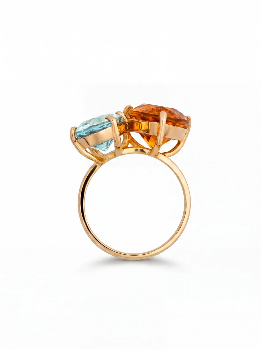 Aquamarine and Citrine Ring