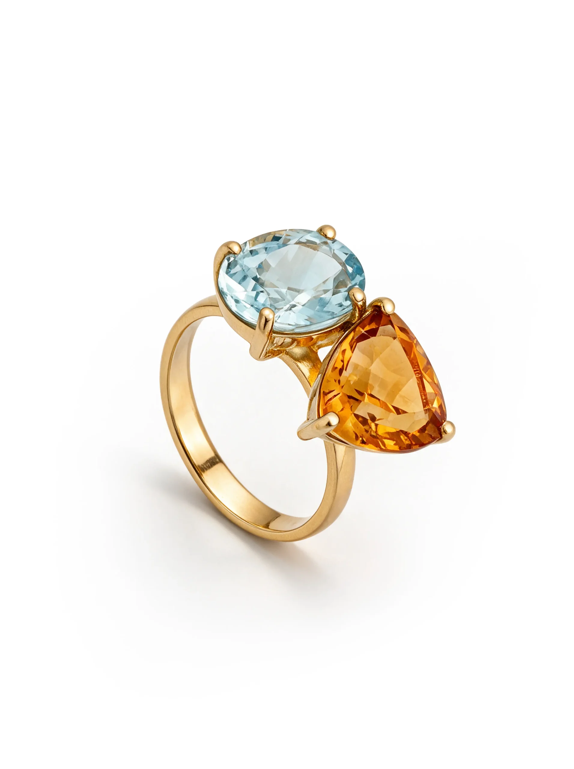 Aquamarine and citrine ring featuring natural gemstones by House of Asha