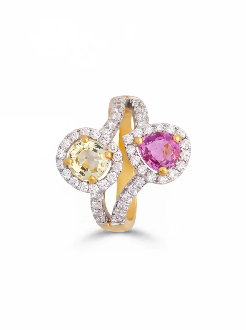 Pink and Yellow Sapphire Ring