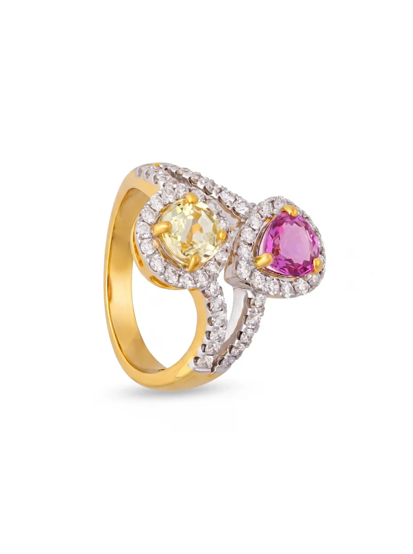 Pink and Yellow Sapphire Ring